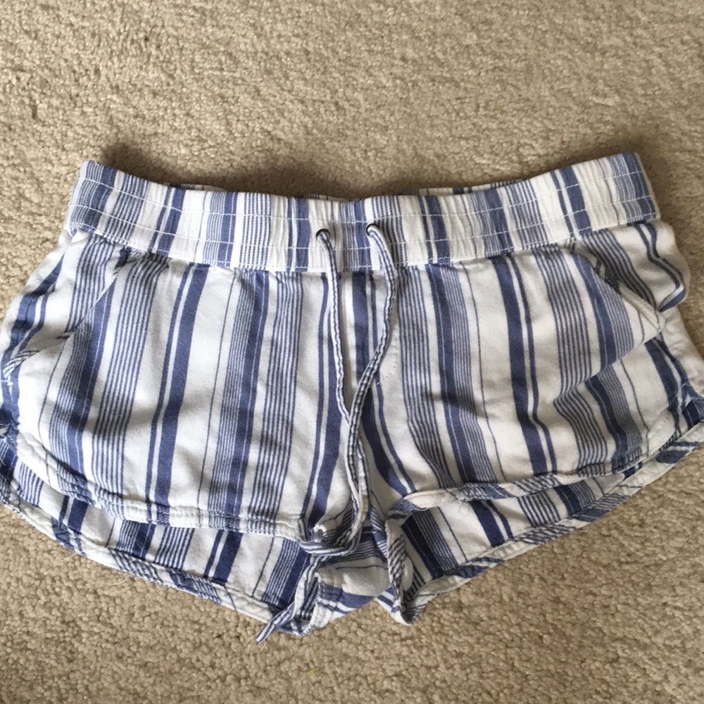 Blue and White Striped Shorts